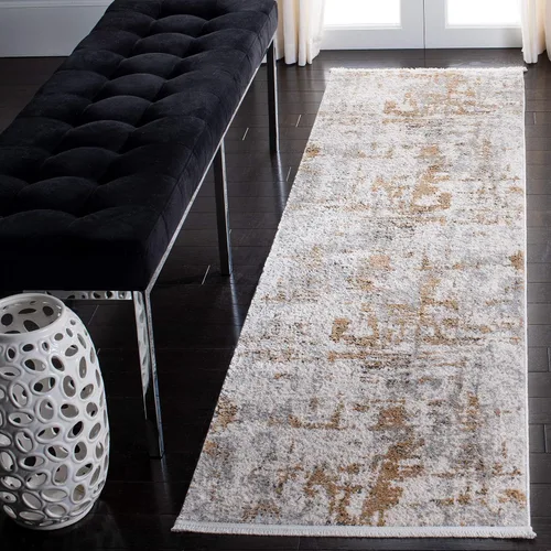 Miniatura 15 de SAFAVIEH Shivan Collection - Alfombra decorativa de 2 pies 2 pulgadas x 4 pies, gris y dorado, diseño abstracto moderno, no desprende pelusa