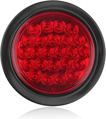 Miniatura 2 de 4 piezas de luces traseras LED redondas de 4 pulgadas para remolque, rojas, 24 LED, impermeables, luces traseras LED redondas de 4 pulgadas