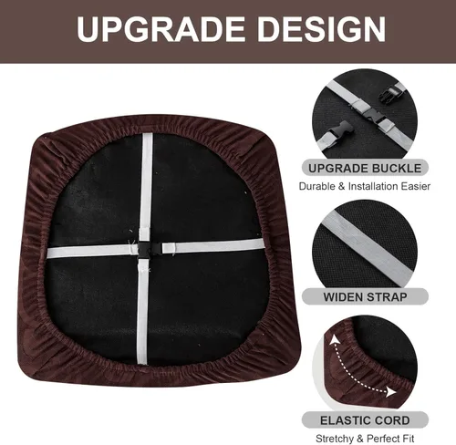 Miniatura 4 de Genina Fundas de asiento impermeables para sillas de comedor, fundas elásticas para sillas de comedor, fundas protectoras para sillas de cocina