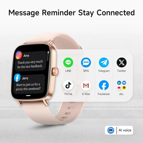 Miniatura 2 de Reloj inteligente para mujer, reloj inteligente HD de 1.85 pulgadas, compatible con iPhone/Samsung/Android (respuesta/hacer llamadas), más de 100