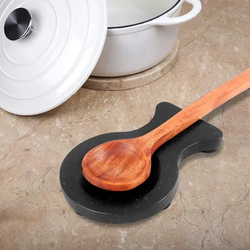 Miniatura 5 de Soporte para cuchara de mármol, soporte para cucharón, soporte de cuchara de mármol para estufa de cocina, resistente, apto para lavavajillas
