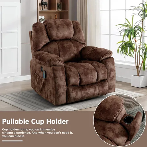 Miniatura 4 de CANMOV Sillón reclinable grande de elevación eléctrica con masaje y calor para personas mayores, con puerto USB, 2 portavasos ocultos