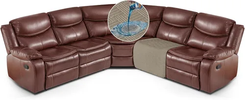 Miniatura 23 de KinCam Fundas impermeables para sofá modular reclinable, fundas de sofá reclinable de gran tamaño para sofá en forma de L, funda de sofá Chocolate