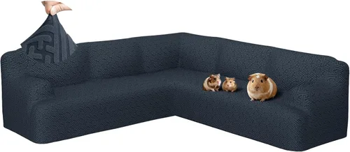 Miniatura 19 de Fundas para sofá seccional en forma de L de 1 pieza, fundas de esquina elásticas para sofá, funda de sofá antideslizante, lavable, fundas de sofá