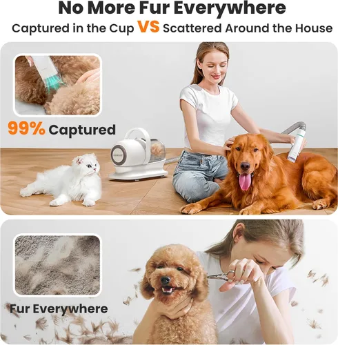 Miniatura 4 de Neakasa P1 Pro Kit de Aseo para Mascotas y Aspiradora con Succión del 99% del Pelo de Mascotas, Cortadoras Profesionales con 5 Herramientas de Aseo