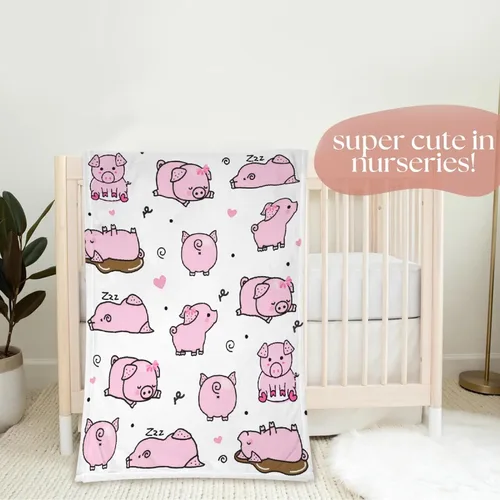 Miniatura 2 de Manta de bebé con diseño de cerdo lindo, acogedora y suave, para niños, niñas, recién nacidos, regalos de cumpleaños de Navidad, 40 x 30 pulgadas