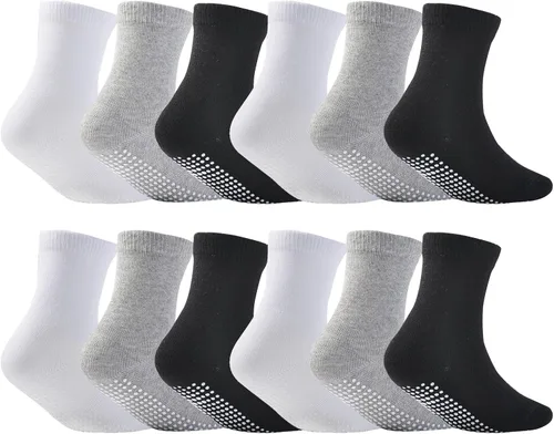 Miniatura 10 de EPEIUS Calcetines de bebé con empuñaduras para bebés y niños pequeños, calcetines antideslizantes de 6/12 pares