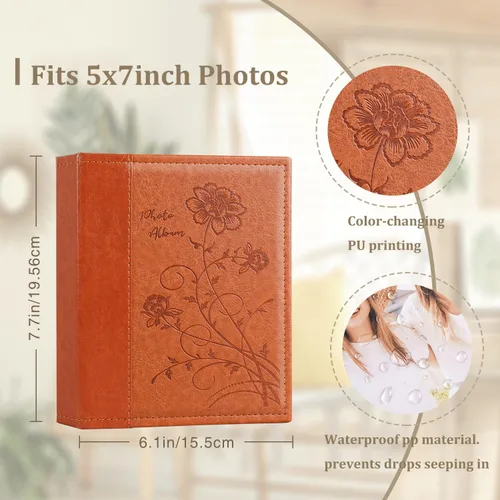 Miniatura 2 de Artmag Álbum de fotos de 5 x 7 pulgadas, páginas transparentes, con bolsillos, cubierta de cuero, álbum de fotos para insertar fotos deslizándolas