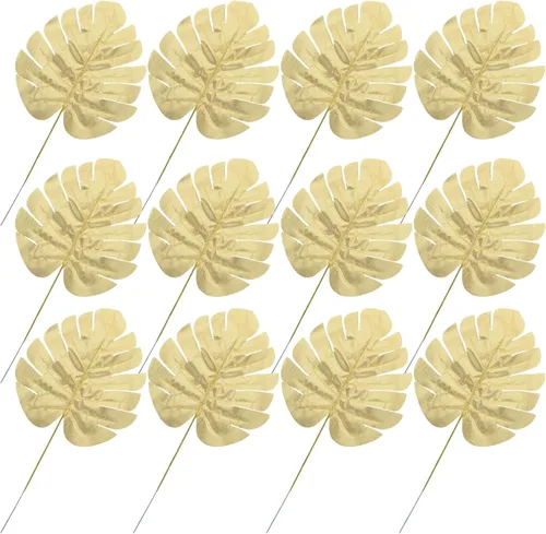 GANAZONO 12 piezas de hojas de Monstera artificiales de simulación de hojas de tortuga para decoración del hogar, suministros para colgar en la