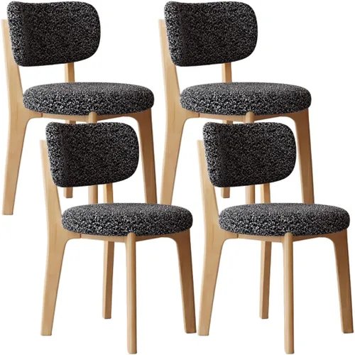 Miniatura 47 de YVYKFZD Solid Wood Dining Chairs, Fabric Dining Room Chair Set of 2/4/6, Upholstered Kitchen Chairs with Curved Backrest, Armless Living Room Chair