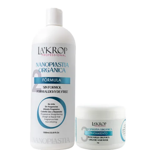LAKROP NANOPLASTIA ORGANICA 1000ML - TRATAMIENTO CABELLO DE QUERATINA - KERATINA PARA ALISAR EL PELO - PARA CABELLO SECO Y MALTRATADO - KERATINA