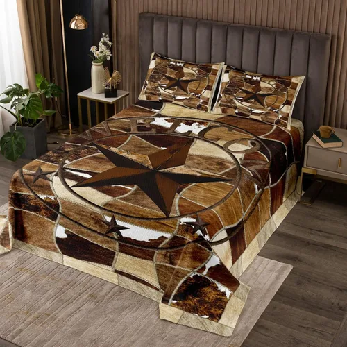 Miniatura 10 de Feelyou Colcha de vaquero occidental, tamaño King, diseño rústico de Texas Star con botas de vaquero, colcha acolchada para niños pequeños, diseño
