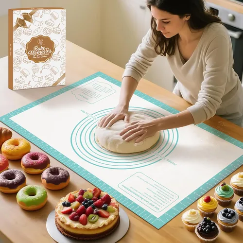 Tapete de Repostería de Silicona Antiadherente, Tapete Grueso de Silicona para Hornear - Tapete de Masa para Enrollar, Tapete de Silicona para