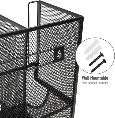 Miniatura 4 de Mind Reader "Flume" Organizador con 6 compartimientos para condimento y tazas, Malla Negra