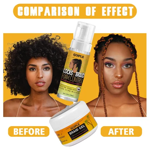 Miniatura 4 de Gel de Trenzado de Agarre Fuerte Extra Fuerte y Domador de Bordes - Domina el Encrespamiento, Mousse Suavizante para Twists, Locs, Trenzas, Cornrows