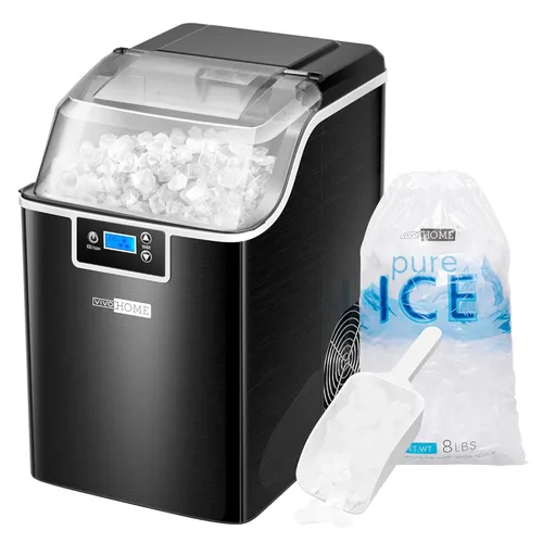 VIVOHOME - Fabricador de hielo para encimera, máquina portátil de hielo con 44 libras al día, máquina de hielo blando masticable con autolimpieza,