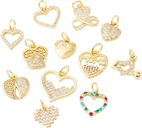 Miniatura 9 de Cheriswelry 10 dijes milagrosos de latón de oro de 18 quilates, circonita cúbica, para madre y maría, ovalados, de 0.51 a 0.79 pulgadas para Virgen