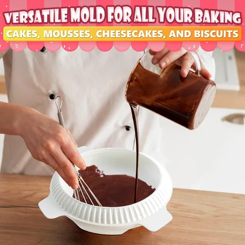 Miniatura 6 de Molde de silicona para mousse, molde redondo de silicona para tartas de 7.5 pulgadas de diámetro (capacidad de 33.5 onzas), fácil de usar