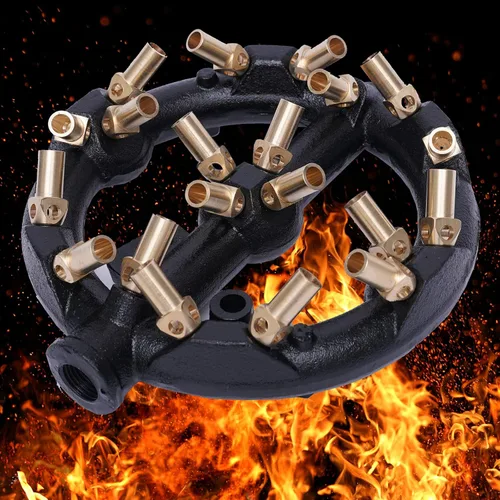 Miniatura 2 de TFCFL Quemador de chorro, 20 puntas G1/2, boquilla de forma redonda, cuerpo de hierro fundido de gas natural con puntas de latón para wok chino