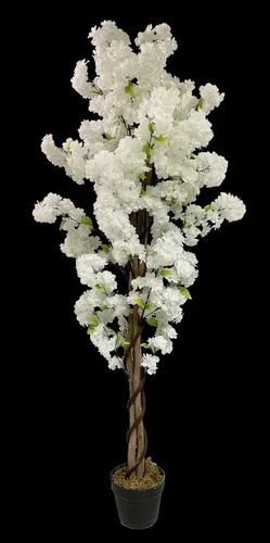 AMERIQUE Árbol artificial de flor de cerezo blanco hermoso y realista de 5 pies, con maceta de vivero, tecnología de tacto real (AMS30389)