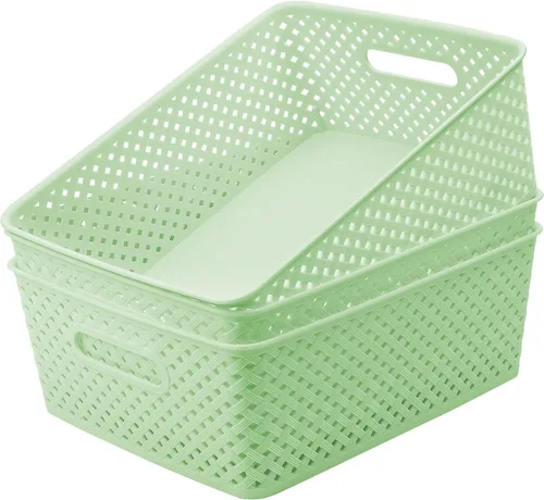 Miniatura 14 de MaxGear Organización y Almacenamiento 3 Paquetes, Contenedores Organizadores de Plástico, Cestas Tejidas para Almacenamiento, Cestas de Plástico