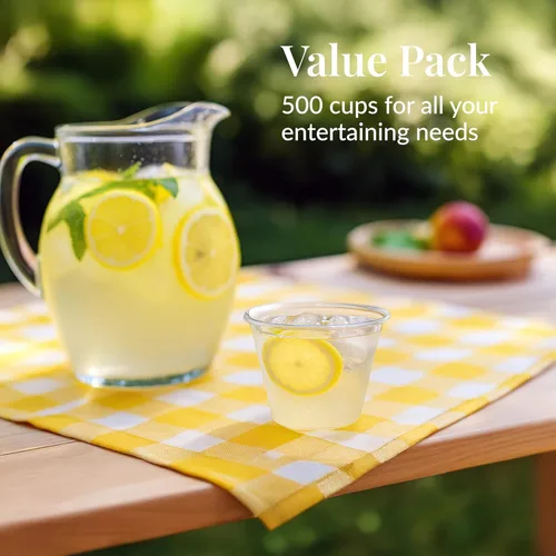 Miniatura 4 de Prestee 500 vasos de plástico transparente, vasos de cóctel de 9 onzas para fiestas y eventos, vasos de cóctel de plástico, vasos desechables