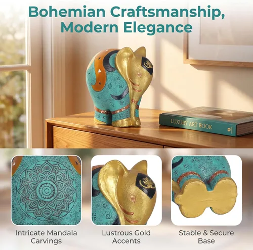 Miniatura 2 de Estatua de elefante hecha a mano de resina – Escultura de decoración del hogar de 5.5 pulgadas de alto para estantería, oficina, escritorio, regalo