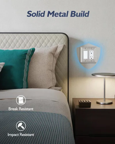Miniatura 3 de Placas decorativas de pared de metal, cubiertas de salida para placas de interruptor (níquel satinado/2 decoradores, paquete de 2)