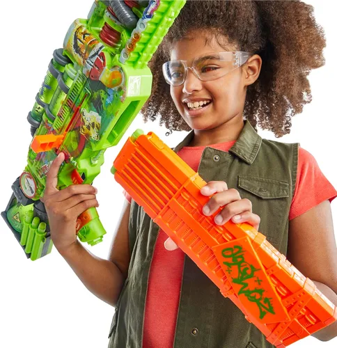 Miniatura 3 de Nerf Zombie Corrupter Dart Blaster, 22 dardos Nerf Elite, 18 pinzas de dardos, almacenamiento de dardos, acción de pernos, juegos al aire libre, a