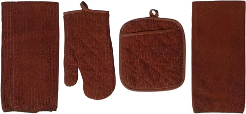 Miniatura 6 de Juego de 4, 100% poliéster, 1 toalla de cocina, 1 paño de cocina, 1 agarradera, 1 guante de horno juego de ropa de cocina para decoración de cocina