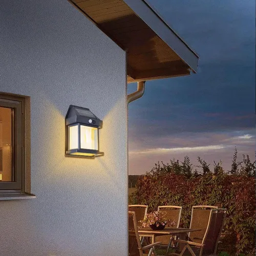 Miniatura 7 de Luces solares de pared para exteriores, lámpara inalámbrica de porche del atardecer al amanecer, linterna solar de pared con 3 modos y sensor