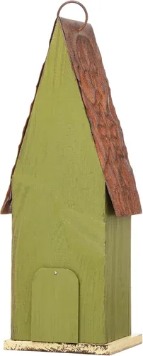 Miniatura 6 de Glitzhome Casa de pájaros colgante de 13.25 pulgadas de alto, color verde retro, de madera maciza envejecida, para exteriores RetroGreen