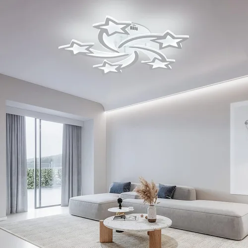 Miniatura 6 de STCH Lámpara de techo LED moderna regulable, lámpara de techo moderna de estrella de 25.6 pulgadas, lámpara de techo LED de montaje empotrado