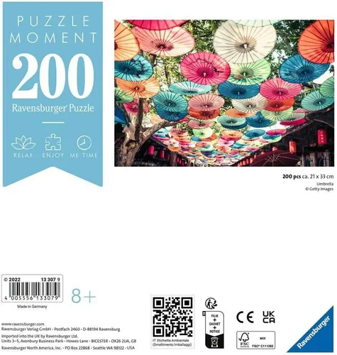 Miniatura 2 de Ravensburger Puzzle Moment: Umbrellas, rompecabezas de 200 piezas para niños y adultos, único y perfecto, diseño vibrante y sin deslumbramiento