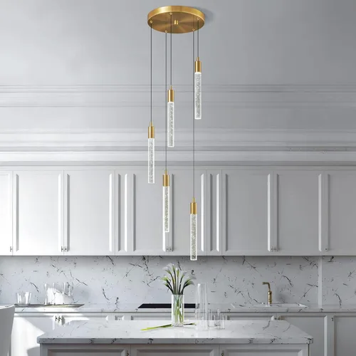 Miniatura 2 de Luminaria Moderna Lámpara Colgante de Isla de Cocina Luz Colgante LED Regulable Dorada Luces Colgantes Mini Iluminación Colgante de Cristal