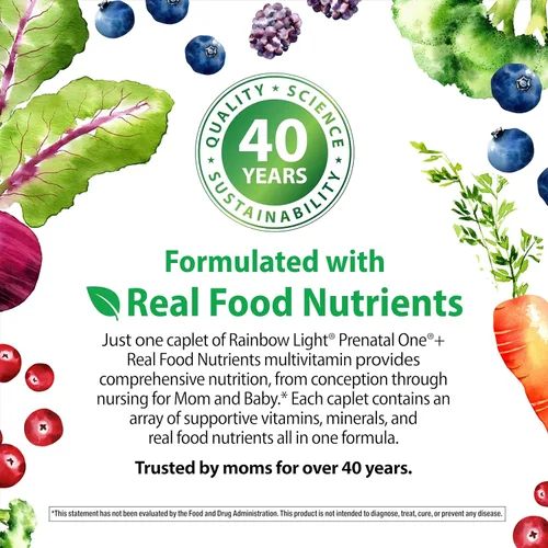 Miniatura 5 de Rainbow Light Prenatal Multivitamin One + para mujeres 30 capletas Nutrición esencial para mamá y bebé Nutrientes de alimentos reales