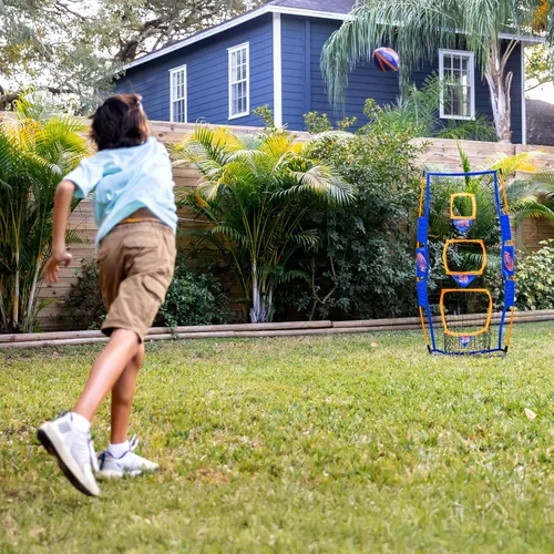 Miniatura 7 de NERF Pro Pass - Red de lanzamiento de fútbol para niños, juego de fútbol para niños, red de objetivo de 5 x 2 pies con estacas de tierra + (1)