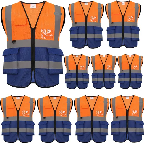 Miniatura 14 de zojo Chalecos de seguridad de alta visibilidad con bolsillos, para trabajos al aire libre, ciclismo, correr, caminar, deportes, se adapta a hombres