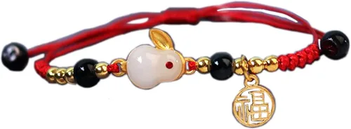 Miniatura 5 de Juego de 2-4 pulseras de conejo del zodiaco chino de la suerte 2023 para mujeres, niñas, adolescentes, novias, ajustables, trenzadas, de cuerda