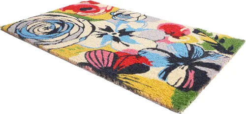 Miniatura 104 de Fab Habitat Felpudo extra grueso, tejido a mano, duradero, fibra de coco natural, entrada, puerta delantera, porche, patio, pájaros en rama, gris