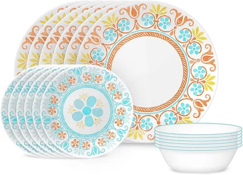 Miniatura 10 de Corelle Vitrelle - Juego de vajilla de 18 piezas para 6 personas, vidrio de triple capa y resistente a las astillas, juego de platos y cuencos