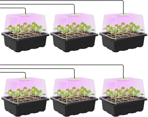 Miniatura 9 de Kit de inicio de semillas MIXC con luz de crecimiento, kit de bandeja para plántulas elevadas con cúpula de humedad ajustable y bandeja de celdas