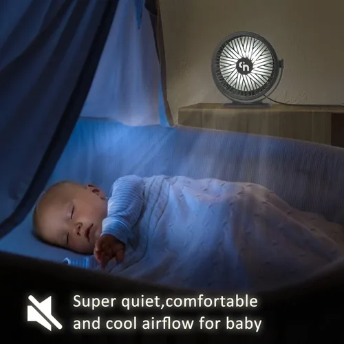 Miniatura 6 de WiHoo Ventiladores de escritorio USB pequeños y silenciosos, mini ventilador de enfriamiento de escritorio de 3 velocidades con luces LED nocturnas