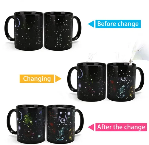 Miniatura 4 de Kmiles Taza con cambio de calor de árbol de Navidad y muñeco de nieve, taza mágica que cambia de color para café/té, 12 onzas, azul/rojo/blanco