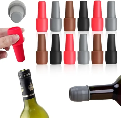 Miniatura 7 de 4 tapones de vino para botellas de vino, tapas de silicona para botellas de vino, nuevo tapón de vino 2025, cubiertas selladoras reutilizables e