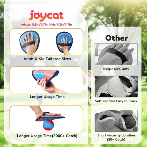 Miniatura 3 de JoyCat Juego de pelota de lanzar y atrapar, juego de 2 bolas adhesivas para adultos y 2 niños, juego familiar para atrapar al aire libre para playa
