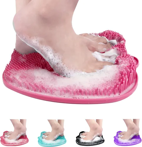 Miniatura 7 de Alfombrilla de ducha para pies, tamaño XL más grande, con ventosas antideslizantes, limpia, exfolia, masajea tus pies sin doblarse, circulación