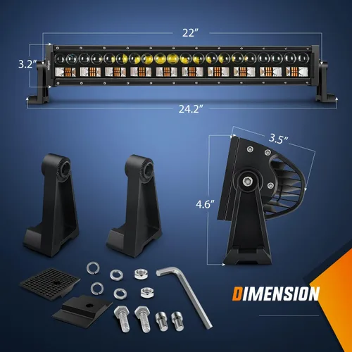 Miniatura 2 de Nilight - Barra de luz LED 7D de 22 pulgadas, 150W, combo de haz de inundación y foco, ámbar y blanco, luz de trabajo todoterreno, luces de Blanco