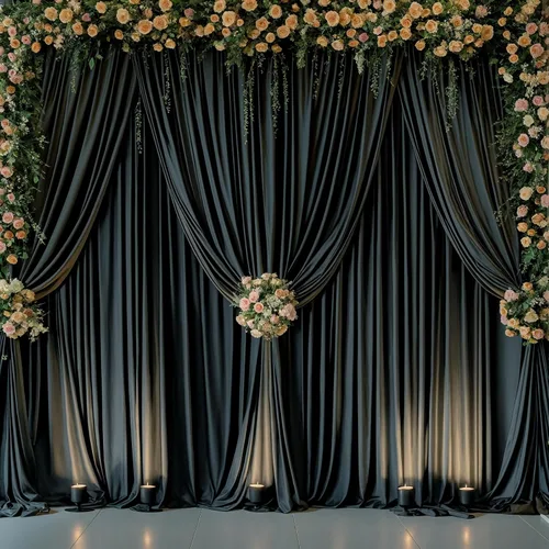 Miniatura 19 de Paneles de cortinas de fondo negras de 10 pies x 10 pies para fiestas, fiestas de cumpleaños, sin arrugas, cortinas de telón de fondo de tela