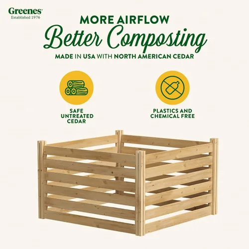 Miniatura 2 de Greenes Fence Premium Cedar Wood Composter, 31" L x 31" W x 31" H (3/4" Thick) / 128.96 gallons - Made in USA with North American Cedar
